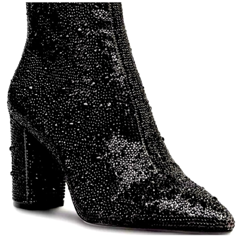 Betsey Johnson sparkling black heeled boots size 11